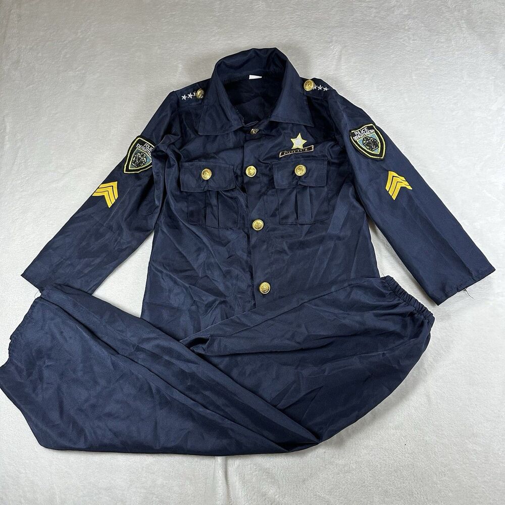 Spirit Halloween Children’s Police Officer Costume Uniform Set Medium Badges Hat